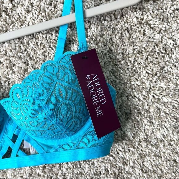 Adore Me Bra Women’s 34B Dakota Contour Scuba Light Blue Lace Push Up NWT - Picture 2 of 6